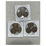 9 Different Dates Indian Head Pennies