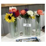 Set of 3 Frosted Glass Flower Vases