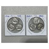 6 Older Dates Mercury Dimes