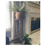 Wood Plant Stand & Copper Planter