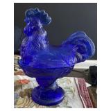 Cobalt Blue Hen on Nest