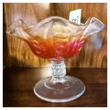 Carnival Glass Ruffled Compote