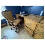 Oak Desk Unit, Chair & Misc.