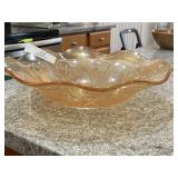 Carnival Glass Ruffled Iris Bowl
