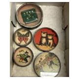 Antique VictorianEra Glass-Top Picture Discs
