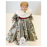 Antique Tin Head Composition Doll in Floral Dress
