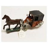 Antique German Tin Litho Hansom Cab Penny Toy