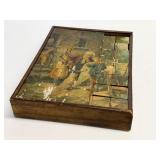 Antique German Wooden Block Puzzle & Wood Tray