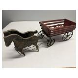 Antique Wooden Horse-Drawn Toy Wagon