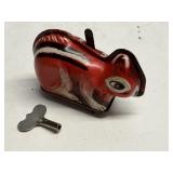 Vintage Tin Lithographed Wind-Up Rabbit Toy