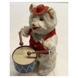 Vintage Wind-Up Drumming Teddy Bear Toy