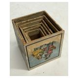 Antique Nesting Wooden Picture Blocks