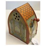 Vintage J Chein Tin Church Organ Hand-Crank Toy
