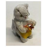 Vintage Wind-Up Knitting Cat Toy with Original Box