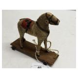 Antique Felt-Covered Horse Pull Toy