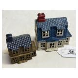 Pair of Vintage Cast Iron House Banks