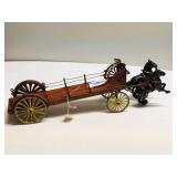 Antique Cast Iron Horse-Drawn Wagon Toy