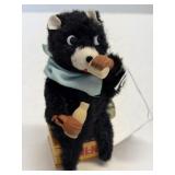 Vintage Wind-Up Plush Bear with Milk Bottle