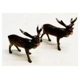 Antique 1930s German Lead Putz Reindeer  Set of 2