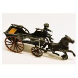 Antique Cast Iron Horse-Drawn Wagon Toy