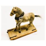 Antique Folk Art Pull Toy Horse on Platform
