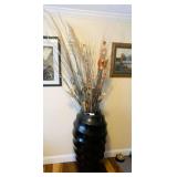 Large Pottery Floor Vase with Artificial Flowers