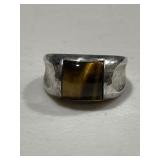 Sterling Silver Men's Vintage Tigers Eye Ring