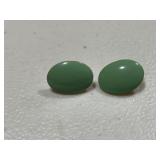 Vintage Oval Aqua Enamel Earrings