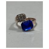 Elegant Blue Crystal Statement Ring