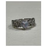 Beautiful White Sapphire Ornate Heart Ring