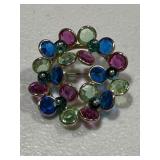 Vintage Multi Color Crystal Brooch