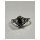 Sterling Silver Estate Antique Sapphire Ring