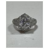 Sterling Silver  White Sapphire Cocktail Ring