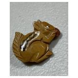 Hand Carved Wooden Squirrel Brooch