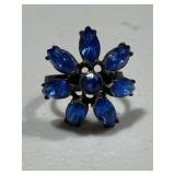 Large Blue Crystal Cocktail Ring