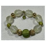 Murano Style Green Art Glass Bracelet