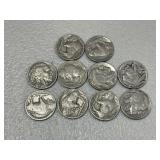 10 Buffalo Nickels