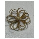 Vintage 70's Open Work 3D Flower Brooch
