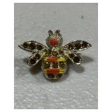 Vintage Enamel & Rhinestone Bee Brooch