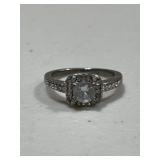 Sterling Silver Halo Engagement Ring