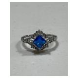 Sterling Silver Estate Blue Stone Ring