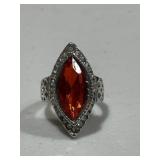 Beautiful Orange Crystal Cocktail Ring