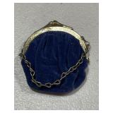 Antique Blue Velvet Coin Purse