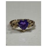 Amethyst Quartz Heart Ring