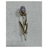 Vintage Pink Tulip Flower Brooch