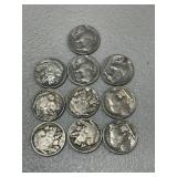 10 Buffalo Nickels