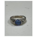 Sterling Silver Blue Cat's Eye Ring
