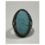 Large Sterling Silver Vintage Turquoise Ring