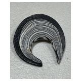 Large Zebra Calcite Crescent Brooch