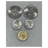 5 Various Dollar Coins